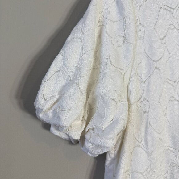 Vince Camuto Puff Sleeve Lace Textured Blouse Women's Small White Layered Boho - Picture 7 of 12